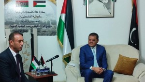 الدبيبة من سفارة فلسطين: ''الشعب الليبي يقف مع القضية الفلسطينية ونرفض اي تطبيع مع دولة الاحتلال''