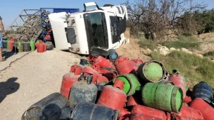سيدي بوزيد: انقلاب شاحنة معدة لنقل قوارير الغاز المنزلي