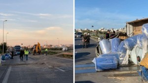الحمامات: انقلاب شاحنة ثقيلة محملة بمواد سريعة الاشتعال