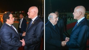 مطار تونس قرطاج: رئيس الجمهورية يودّع الرئيسين الجزائري والليبي