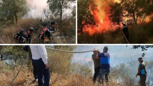 غار الدماء: تدخل فرق الحماية المدنية للتصدي لحريق اندلع بالتراب الجزائري