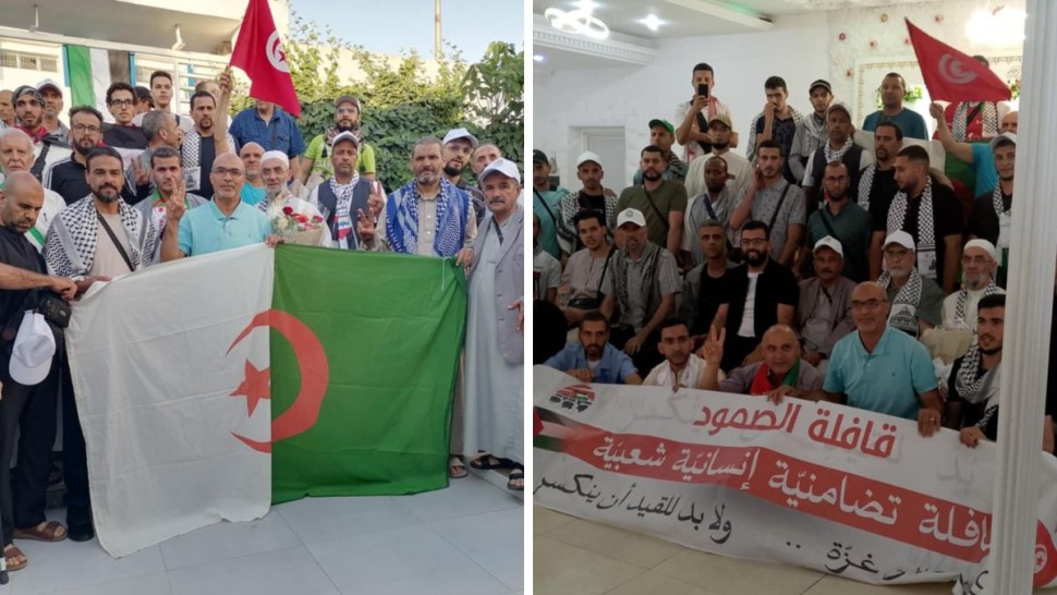 باجة تستقبل قافلة الصمود لكسر الحصار عن غزة القادمة من الجزائر