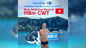 Carrefour Tunisie félicite Walid Boudhiaf pour son nouveau record national à -118 mètres