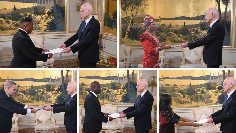 رئيس الجمهورية يتسلم أوراق اعتماد سفراء أجانب جدد بتونس