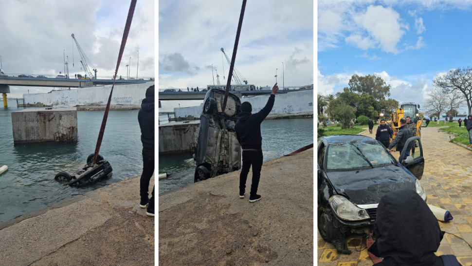 بنزرت: سقوط سيارة قرب الجسر المتحرّك دون خسائر بشرية