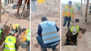 فريق علمي وفني يباشر حفرية إنقاذ في المقبرة التاريخية بسلقطة