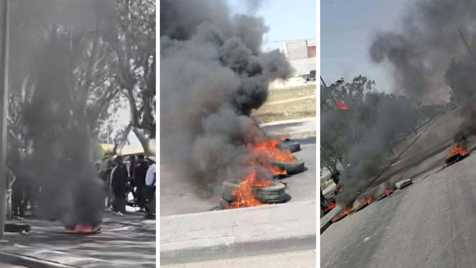سيدي الهاني: احتجاجات وغلق الطريق الوطنية عدد 12