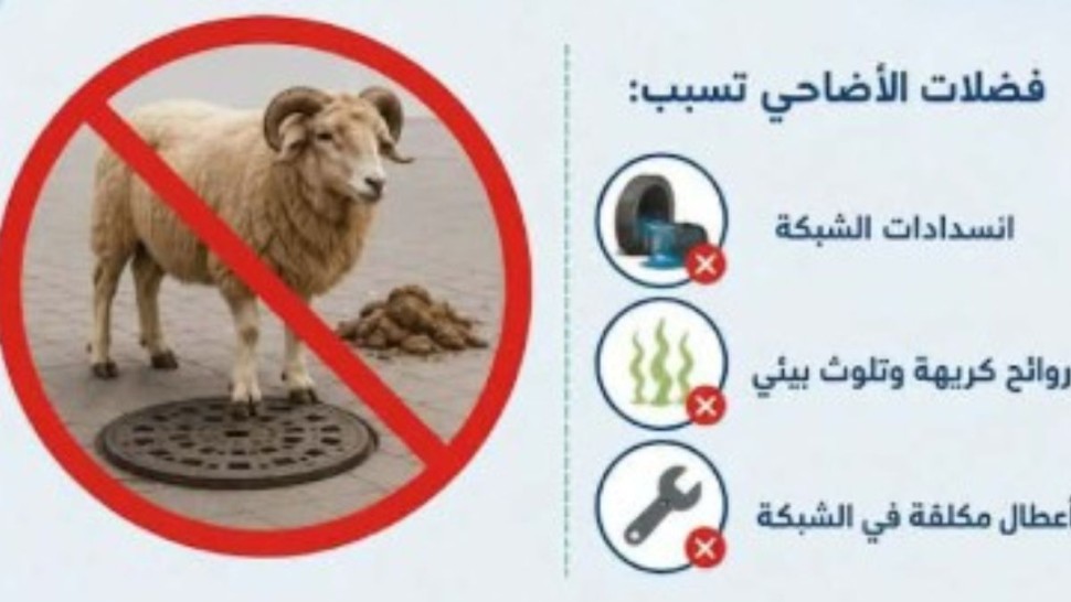ديوان التطهير يدعو إلى عدم إلقاء فضلات الأضاحي في شبكة الصرف الصحي